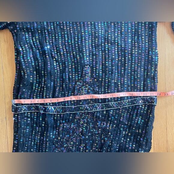 80s Deco Sequined Drop Waist Dress - Picture 7 of 9